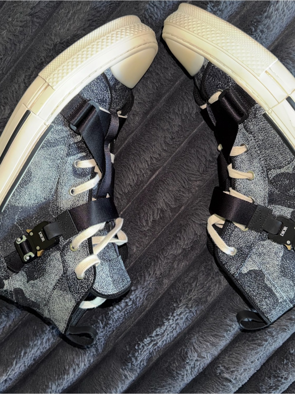 Dior x Peter Doig “B23” Black High-Top Sneakers with Cream Laces
